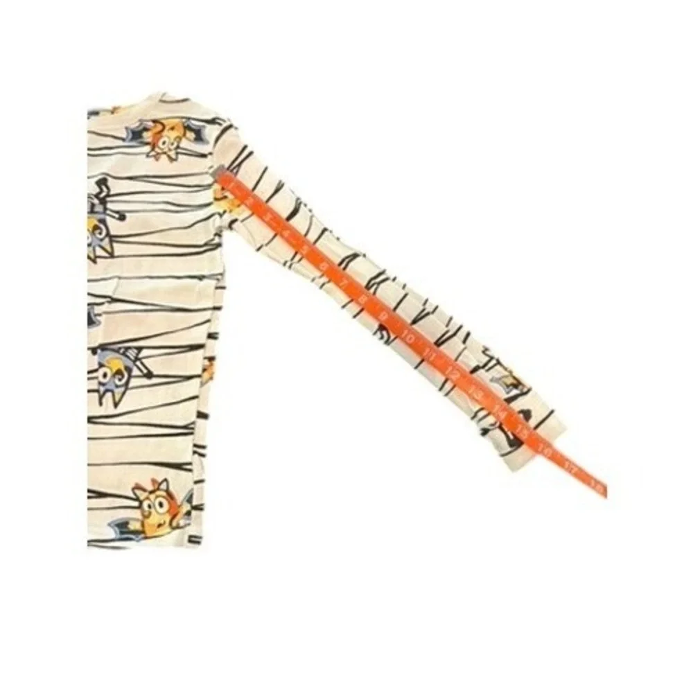 Bluey‎ Halloween Pajamas Set Kids Size 10 Cotton Bat Skeleton Bingo White Stripe